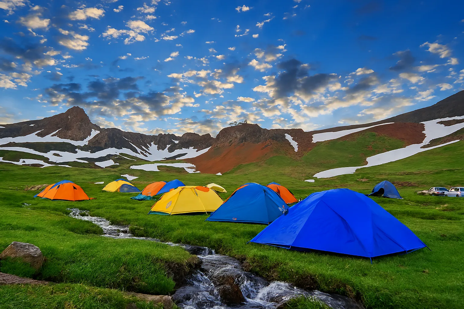 کمپینگ در دشت زیبای هسارچال