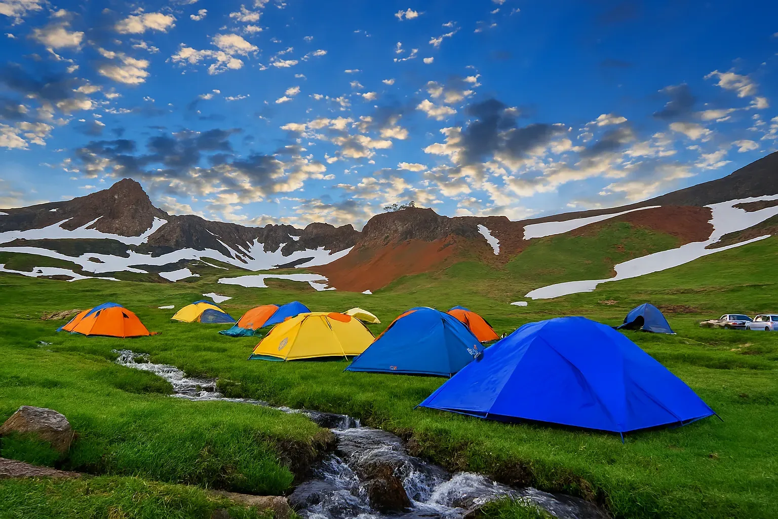کمپینگ در دشت زیبای هسارچال