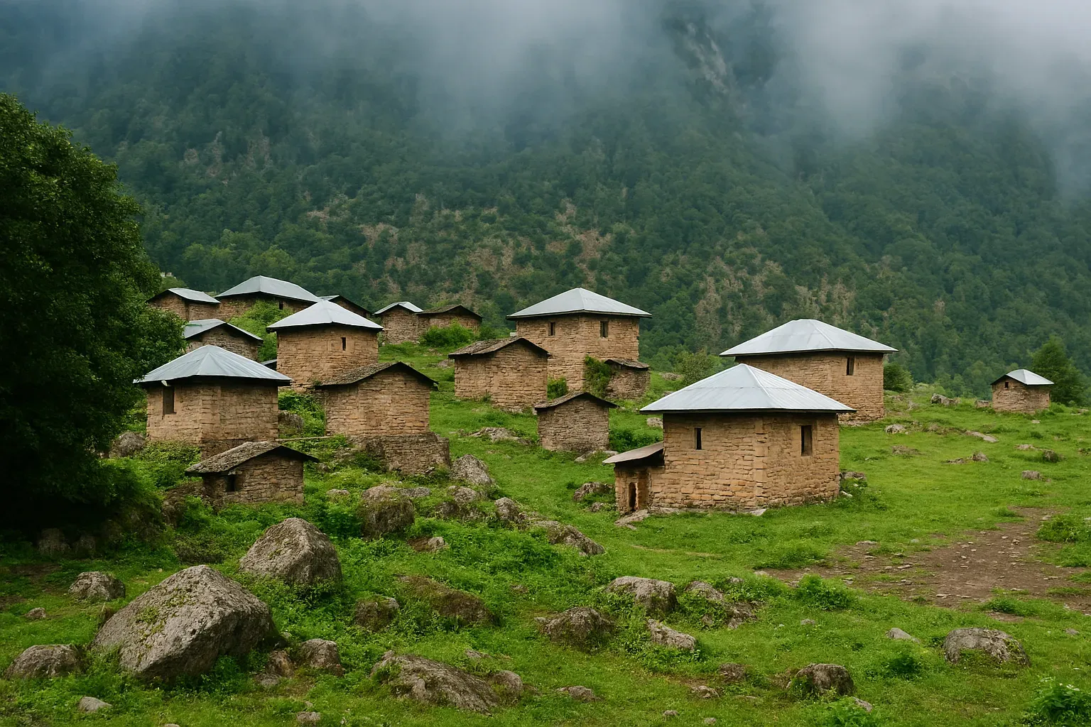 جنگلنوردی و طبیعتگردی در کلبه جنگلی میانلات و روستای زیبای نوشا